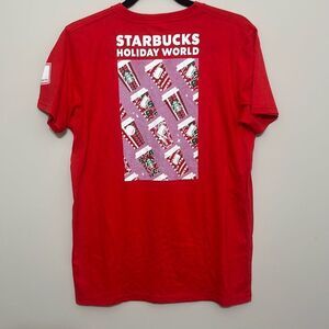 Starbucks Red Holiday World Christmas Official Graphic T-Shirt Size‎ Medium